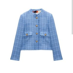 ZARA Tweeted Royal Blue Jacket S
